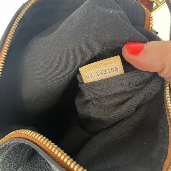 Dooney And Bourke Hobo Bag Pebbled Leather Black And Tan Shoulder Bag - Picture 5 of 16